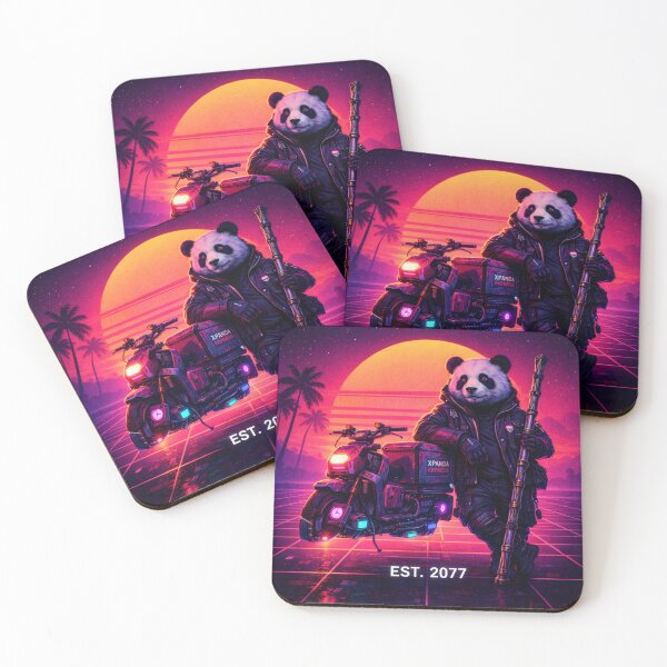 Item preview, Cyberpunk Panda Rider EST. 2077 – Retro Synthwave Futuristic Art designed and sold by snaperos.