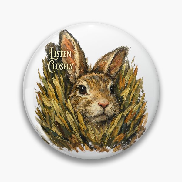 Item preview, Listen Closely Rabbit in Grass - Textured 3D Impasto Animal Art designed and sold by LSphere Art.