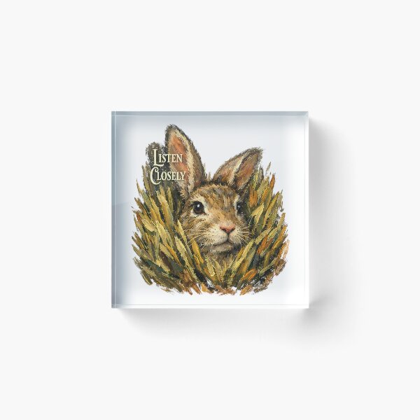 Item preview, Listen Closely Rabbit in Grass - Textured 3D Impasto Animal Art designed and sold by LSphere Art.