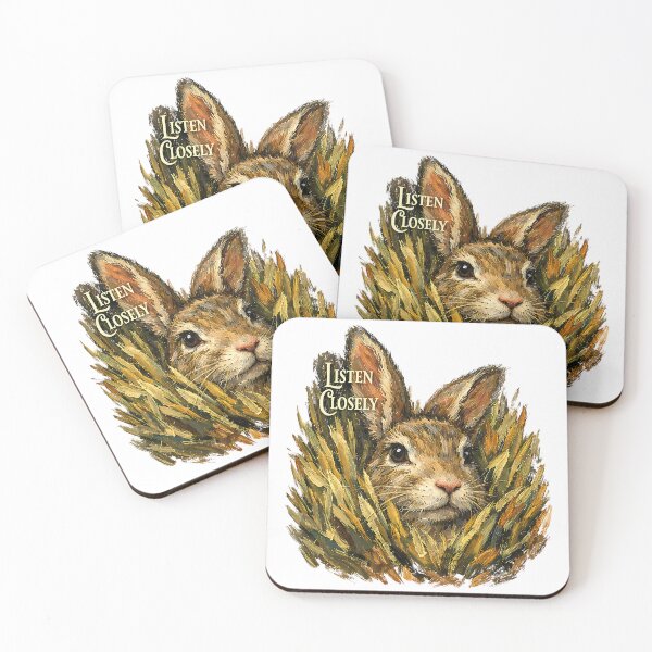Item preview, Listen Closely Rabbit in Grass - Textured 3D Impasto Animal Art designed and sold by LSphere Art.