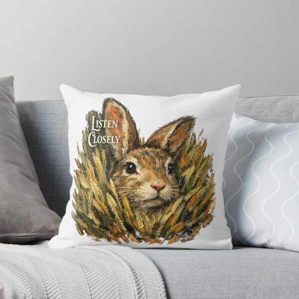Item preview, Listen Closely Rabbit in Grass - Textured 3D Impasto Animal Art designed and sold by LSphere Art.