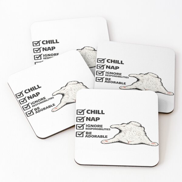 Item preview, CHILL • NAP • IGNORE RESPONSIBILITIES • BE ADORABLE — Fluffy Cat Checklist Shirt designed and sold by POD DYNASTY | Original Print On Demand T-Shirt Graphics.