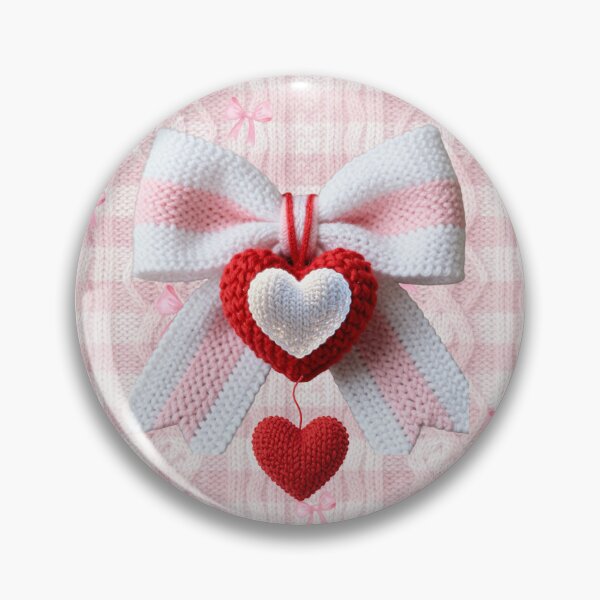 Item preview, Soft Pink & Red Knitted Love Bow designed and sold by Asmabella.