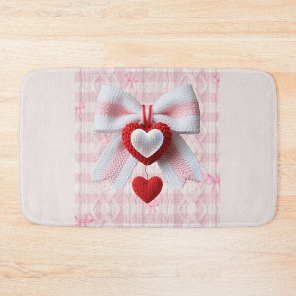 Item preview, Soft Pink & Red Knitted Love Bow designed and sold by Asmabella.
