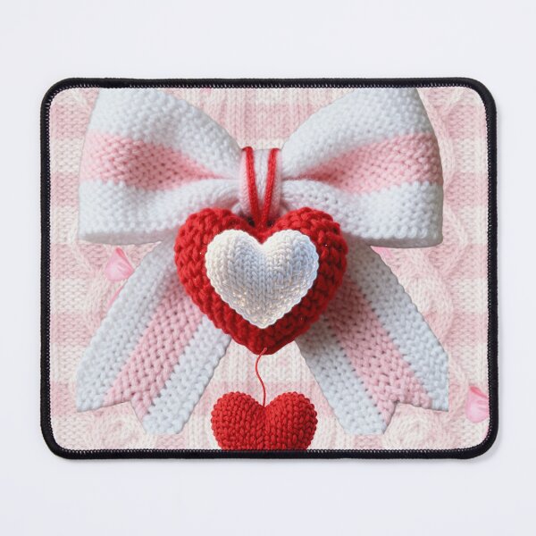 Item preview, Soft Pink & Red Knitted Love Bow designed and sold by Asmabella.