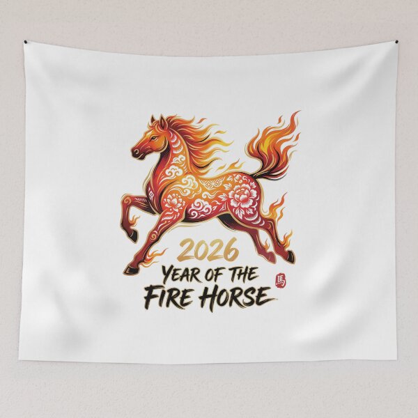 Item preview, Chinese Zodiac and the Kanji for horse- year of the fire horse 2026 designed and sold by shirtwavestore.
