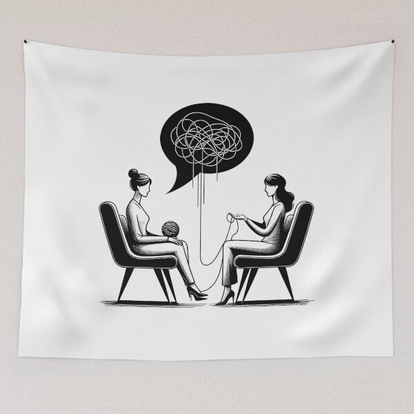 Item preview, Psychotherapy illustration, therapy session, modern art designed and sold by CreareAT.