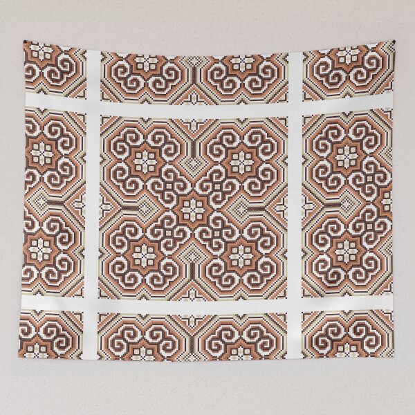 Item preview, Hmong embroidery textile digital art for brown design  designed and sold by Jassicaxyooj.