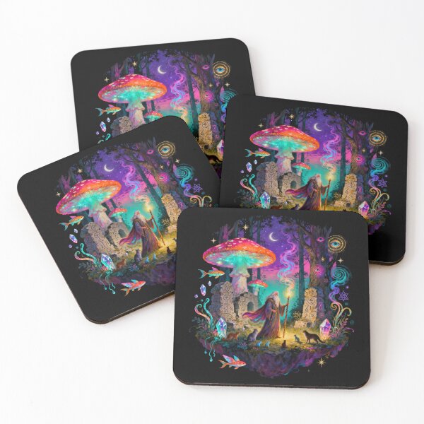 Item preview, Psychedelic Forest Wizard – Neon Pop Surreal Trippy Art Illustration designed and sold by PLUSHIWORLDtm.
