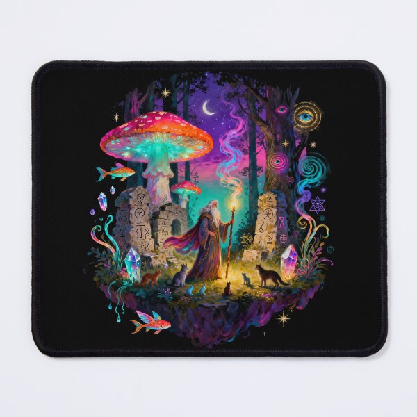 Item preview, Psychedelic Forest Wizard – Neon Pop Surreal Trippy Art Illustration designed and sold by PLUSHIWORLDtm.