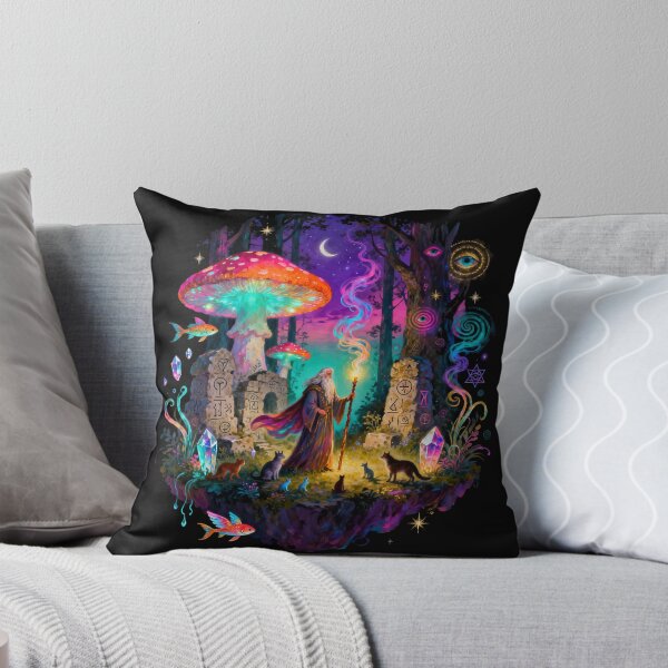 Item preview, Psychedelic Forest Wizard – Neon Pop Surreal Trippy Art Illustration designed and sold by PLUSHIWORLDtm.