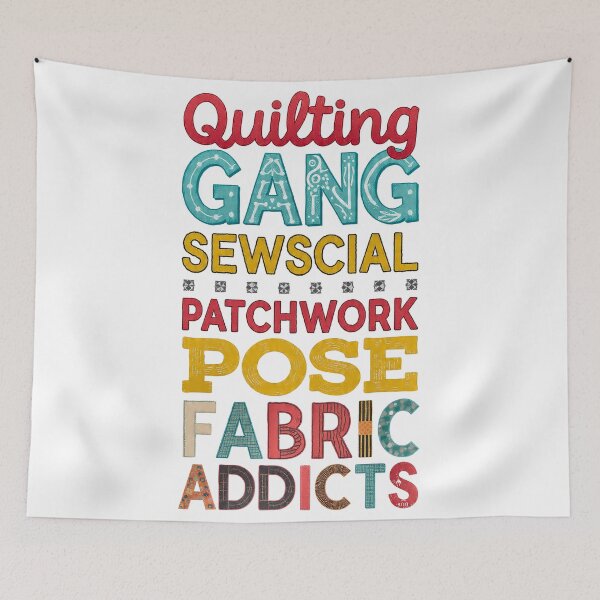 Item preview, Quilting Gang Typography Collage | Colorful Sewing Quotes designed and sold by Twenty2Creative.