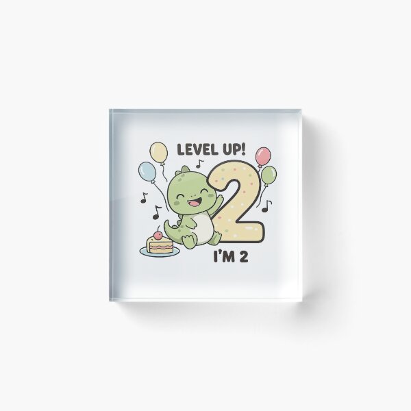 Item preview, Level Up I’m 2 Cute Dinosaur Birthday Design  2nd Birthday Dino Party Shirt  Toddler Turning Two Gift designed and sold by MeeraArts&Crafts.