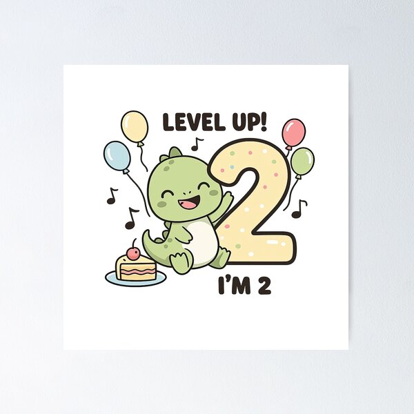 Item preview, Level Up I’m 2 Cute Dinosaur Birthday Design  2nd Birthday Dino Party Shirt  Toddler Turning Two Gift designed and sold by MeeraArts&Crafts.