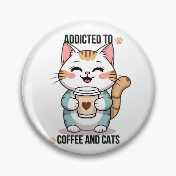 Item preview, Addicted to Coffee and Cats Cute Kawaii Design designed and sold by HappyBeanStudio.