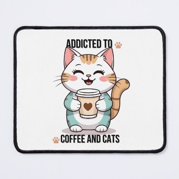 Item preview, Addicted to Coffee and Cats Cute Kawaii Design designed and sold by HappyBeanStudio.