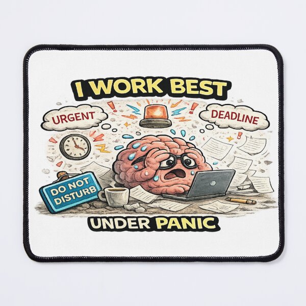 Item preview, I Work Best Under Panic ADHD Deadline Funny Meme designed and sold by FeralMindStudio.