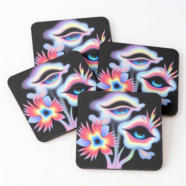 Item preview, Psychedelic glowing flowers with eyes designed and sold by Mike Kiev art.