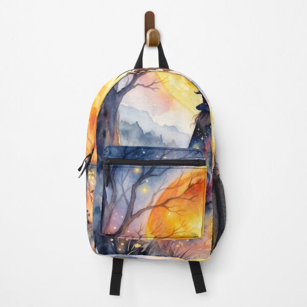 Item preview, Celestial Witches Beneath the Golden Moon – Watercolor Fantasy Art designed and sold by AbstractAuraArt.