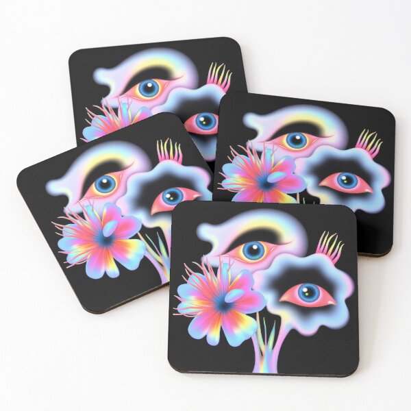 Item preview, Psychedelic glowing flowers with eyes designed and sold by Mike Kiev art.