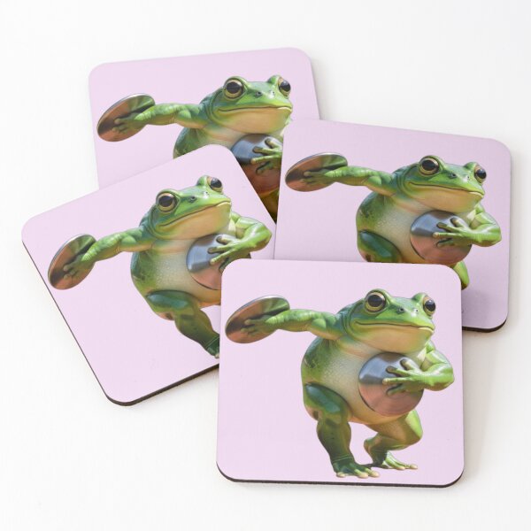 Item preview, Whimsical Frog Disc Golfer Athlete Sporty Disc Sports Animal Art designed and sold by zohocreations.