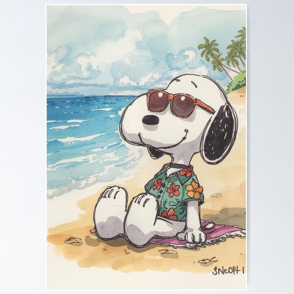 Item preview, Chilled Beach Dog - Retro Summer Vacation Watercolor designed and sold by Asmabella.