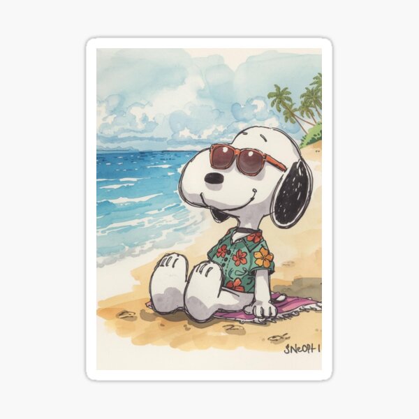 Item preview, Chilled Beach Dog - Retro Summer Vacation Watercolor designed and sold by Asmabella.