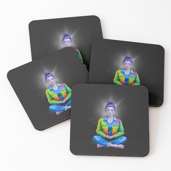 Item preview, Mindful Zen Yoga Girl Rainbow Meditation Aesthetic Art designed and sold by Wonder Pixel Studio.