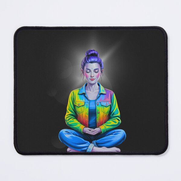 Item preview, Mindful Zen Yoga Girl Rainbow Meditation Aesthetic Art designed and sold by Wonder Pixel Studio.