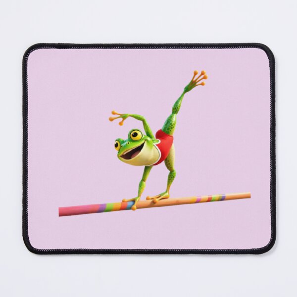 Item preview, Whimsical Gymnast Frog on Colorful Balance Beam Acrobat Animal Art designed and sold by zohocreations.