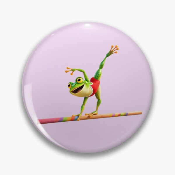 Item preview, Whimsical Gymnast Frog on Colorful Balance Beam Acrobat Animal Art designed and sold by zohocreations.