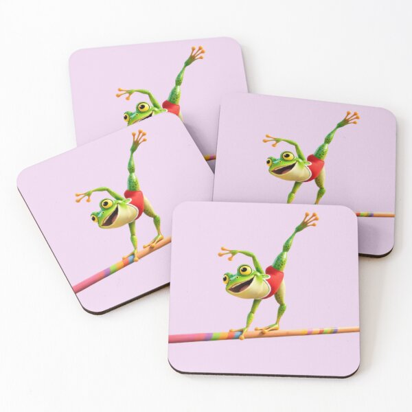Item preview, Whimsical Gymnast Frog on Colorful Balance Beam Acrobat Animal Art designed and sold by zohocreations.