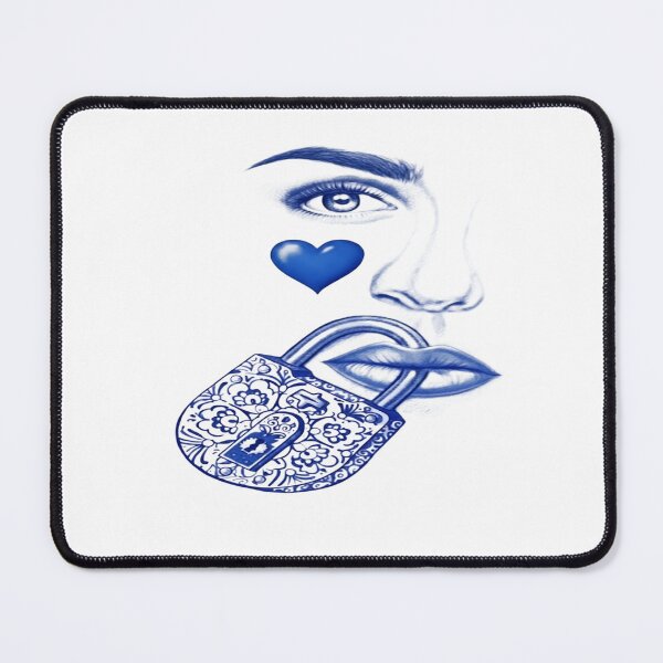 Item preview, Blue Silence Surreal Iznik Pattern Padlock Art designed and sold by VauxelleArt.