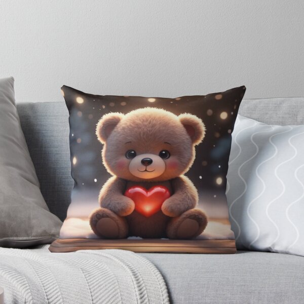 Item preview, Adorable Fluffy Bear with Glowing Red Heart designed and sold by Dreamy Armine Art.