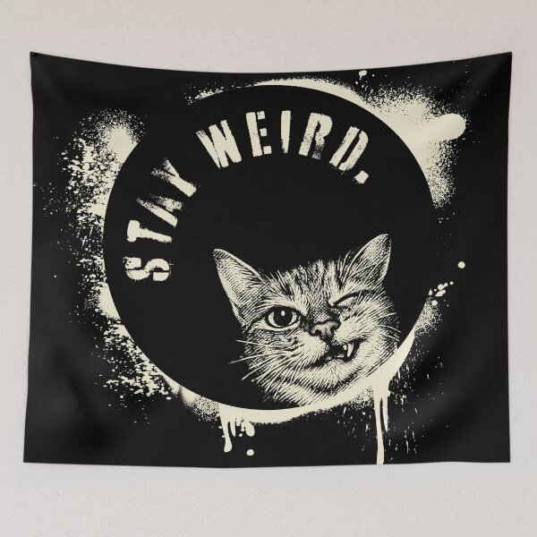 Item preview, Stay Weird Crazy Cat Vintage Graffiti Artwork designed and sold by CreareAT.