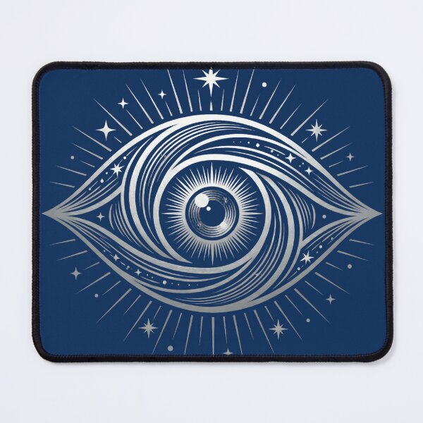 Item preview, Silver Cosmic Eye Engraving - Celestial Metallic Linocut Art designed and sold by Ousuke ARTs.