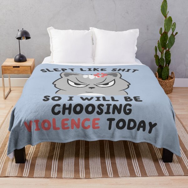 Item preview, slept like shit, will choose violence angry cat designed and sold by kaybowzie.