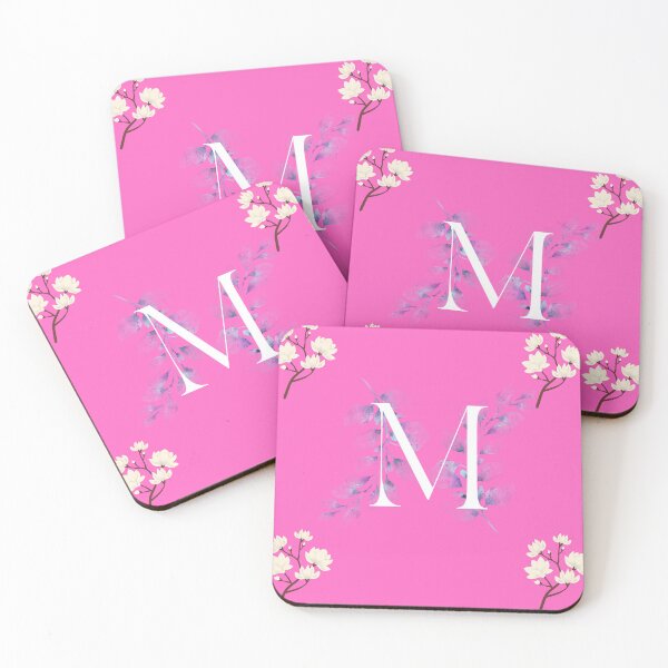 Item preview, Floral Letter M Monogram Pink Botanical Design designed and sold by Mircreativity01.