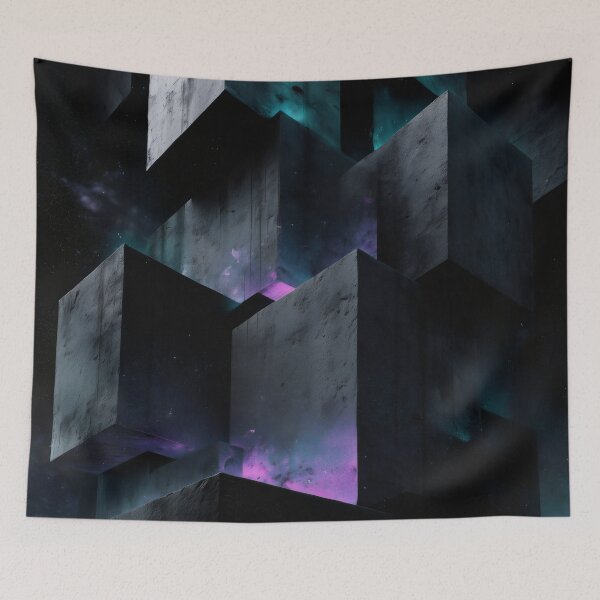 Item preview, Fragmented Brutalist Forms in Cosmic Void designed and sold by LuminousFoundry.