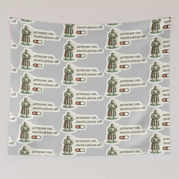 Item preview, Armour On Motivation Off Gamer Meme designed and sold by Retr0Tshirts.