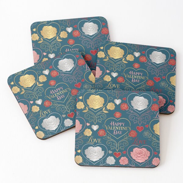 Item preview, Ornate Teal and Gold Valentine Floral Pattern designed and sold by DGtaLrtcom.
