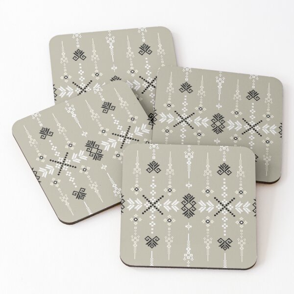 Artikelvorschau, Nahtloses, ethnisch geprägtes geometrisches Muster mit Pixelmotiven in neutralen Beige- und Schwarztönen entworfen und verkauft von kasune-shop.