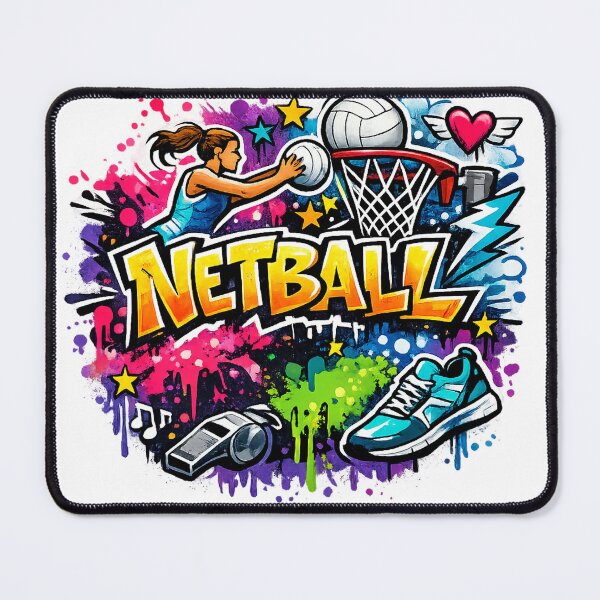 Item preview, Netball Power – Vibrant Graffiti Style Artwork designed and sold by Annette Brown.