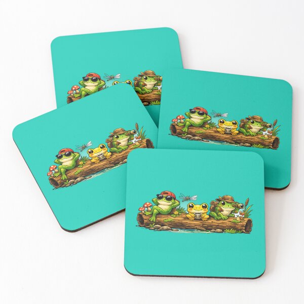 Item preview, Three frogs on a friendly log designed and sold by FroggyOnly.