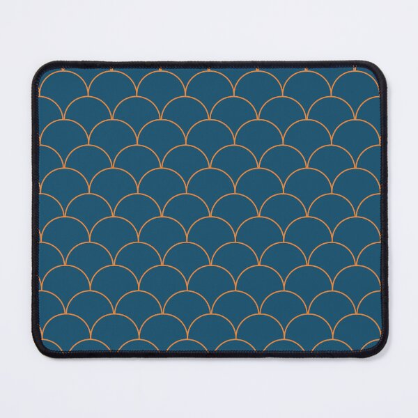 Item preview, Geometric Art Deco pattern with shell-shaped semicircles in deep turquoise and golden yellow designed and sold by Karima Deiss.
