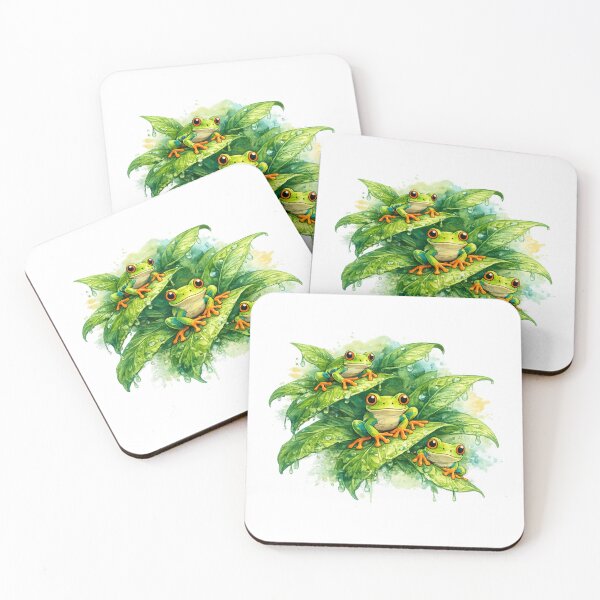 Item preview, Tree frogs on tropical leaves designed and sold by FroggyOnly.