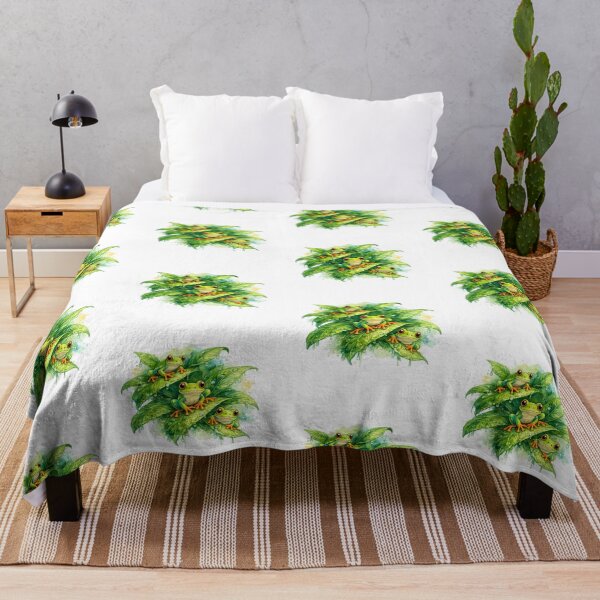 Item preview, Tree frogs on tropical leaves designed and sold by FroggyOnly.