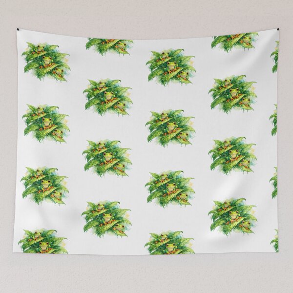 Item preview, Tree frogs on tropical leaves designed and sold by FroggyOnly.