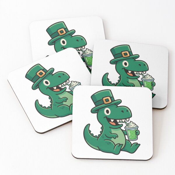 Item preview, T-rex drinking a clover smoothie designed and sold by JonysCreativeDesigns.