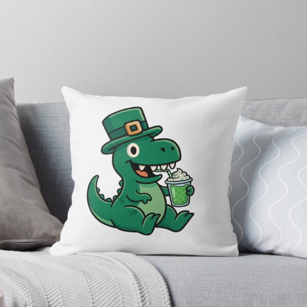 Item preview, T-rex drinking a clover smoothie designed and sold by JonysCreativeDesigns.